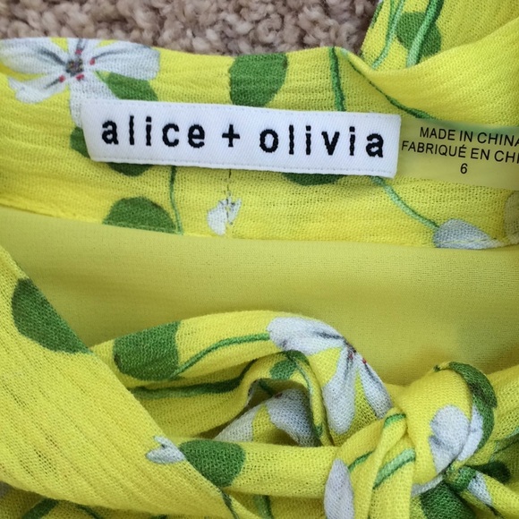 ALICE & OLIVIA Size 6 yellow floral layered dress - Picture 6 of 10